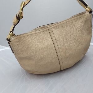Coach Cream Textured Leather Hobo Bag